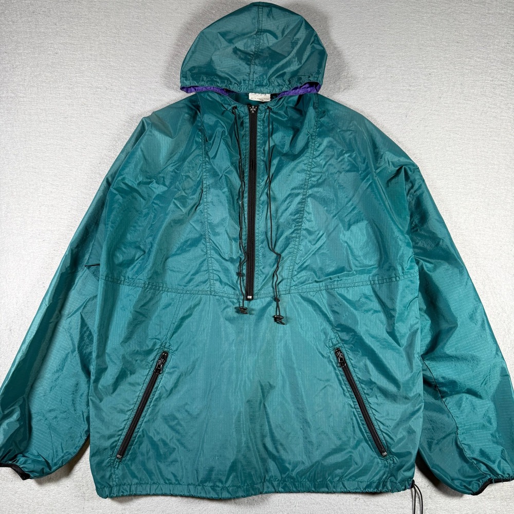 Helly Hansen Mens Vintage Anorak‎ Windbreaker Teal Green Purple Half Zip Large